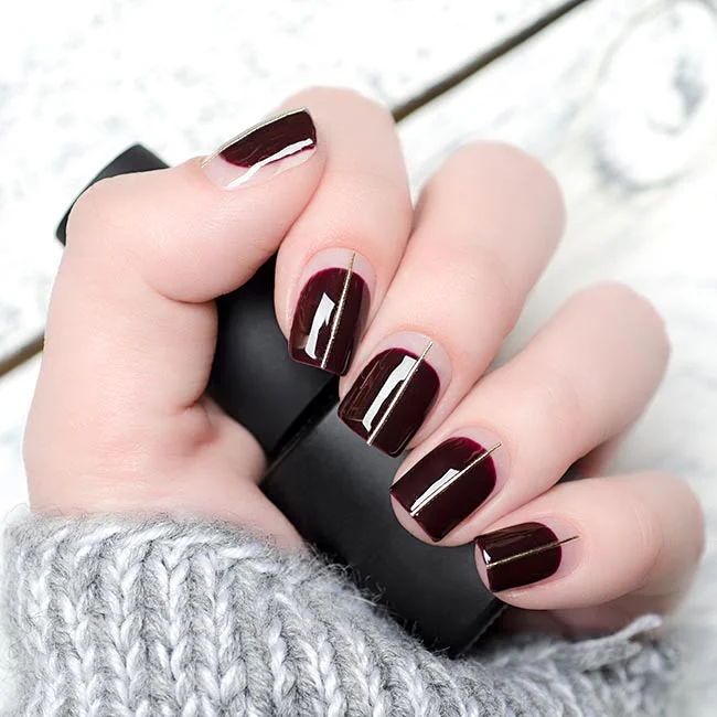 Dark red manicure